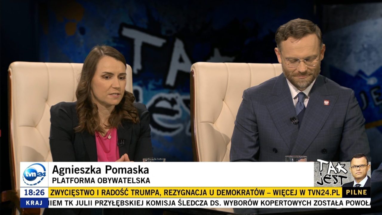 „Najważniejszy jest interes Polski”. Agnieszka Pomaska w programie „Tak jest” w TVN24.